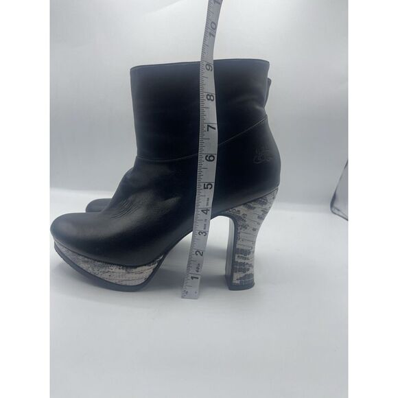 John Fluevog Black Leather Snakeskin Heel Boots Sz 9 - Picture 8 of 13